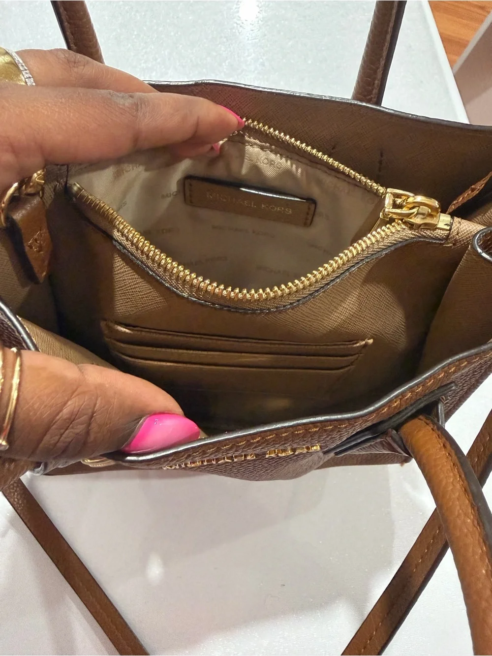 Michael Kors Chestnut Brown Pebbled Leather Satchel